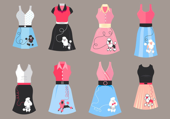 Poodle Skirt Costume Vectors - vector gratuit #441059 