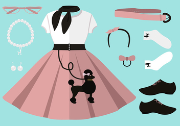 50s Poodle Skirt Outfit Set Free Vector - Kostenloses vector #441129