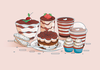 Chocolate Tiramisu Vector Desserts - vector gratuit #441319 