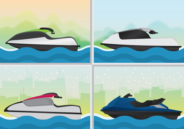 Sporty Jet Ski Illustration - бесплатный vector #441789