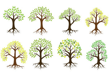 Tree With Roots Vector Icons - vector gratuit #441969 