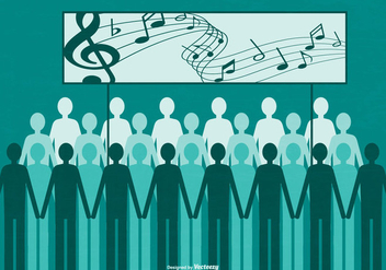 Flat Style Group of People Singing - vector gratuit #442229 