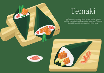 Temaki Sushi On Table Japanese Food Vector Illustration - vector gratuit #442269 