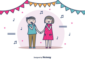 Couple Singing Vector - Free vector #442309
