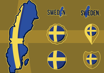 Flag Map Of Sweden - vector gratuit #442419 