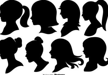Woman Profile Silhouettes - Vector Illustration - Free vector #442709