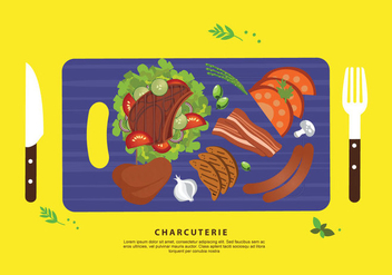 Charcuterie Ingredient Meat Flat Vector Illustration - vector #442749 gratis