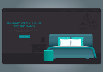 Teal Headboard Bedroom and Furniture Vector - бесплатный vector #442759