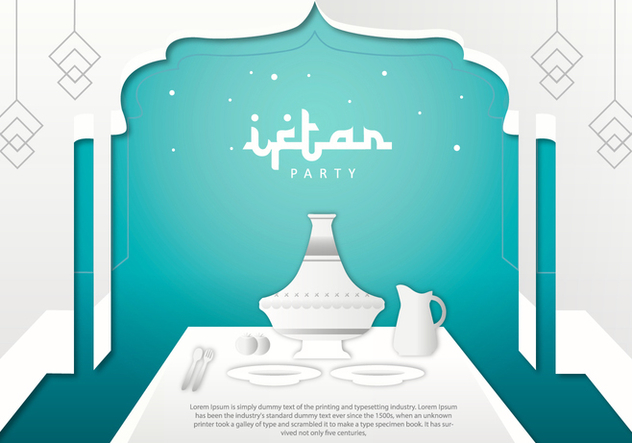 Iftar Party Tajine Background Template Vector - Free vector #442799
