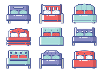 Bed Icon Set - vector gratuit #443209 