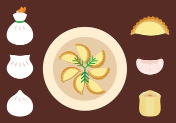 Flat Dumplings Icon Set - vector gratuit #443479 