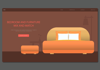 Modern Orange Headboard Bedroom and Furniture Vector - vector gratuit #443519 