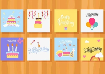 Free Birthday Card Collection Vector - Free vector #444079