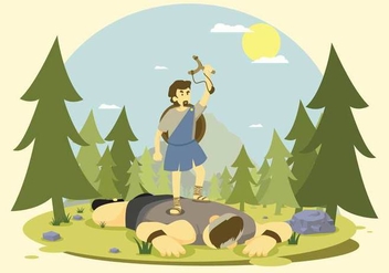 Free Goliath Defeated by David Illustration - бесплатный vector #444329