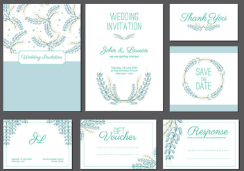 Bluebonnet wedding card template - vector #444369 gratis