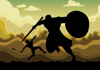 David and Goliath Vector Background - Free vector #444419