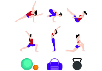 Set Of Woman Sport Icons - Kostenloses vector #444499