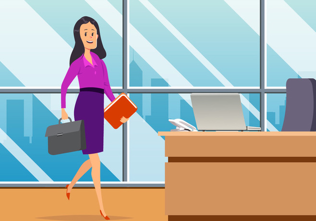 Business Woman In Office Vector - Free vector #444509