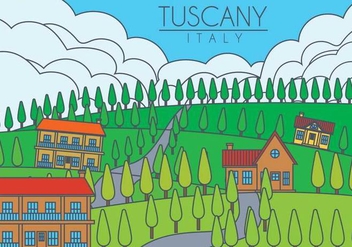 Tuscany landscape vector illustration - vector gratuit #444569 