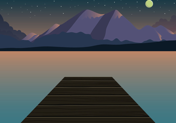 Sunset Mountain Landscape Vector - бесплатный vector #444579