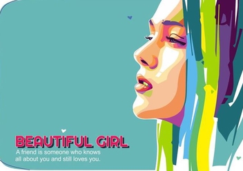 Beautiful Girl Vector Popart Portrait - vector #444719 gratis