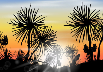 Silhouette Desert Yucca Scene Vector - vector gratuit #444729 