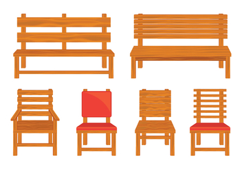 Wooden Lawn Chair Vectors - бесплатный vector #444939