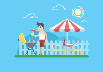 Summer Barbecue Illustration - бесплатный vector #444999
