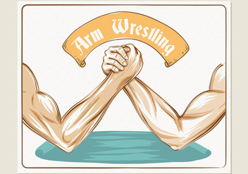 Colorful Arm Wrestling Illustration Template - Free vector #445119