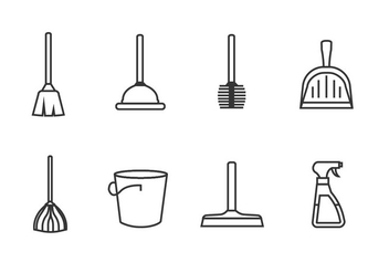 Cleaning tools set icon vectors - Free vector #445599
