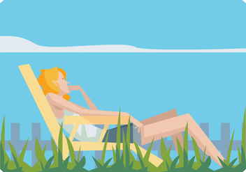 Girl Relaxing in a Lawn Chair Vector - бесплатный vector #445689