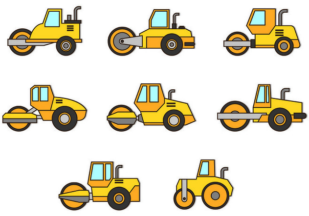 Set Of Steamroller Icons - vector gratuit #445769 