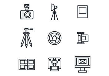 Outlined Photography Icons - vector #445959 gratis