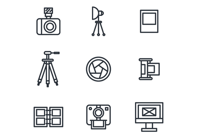 Outlined Photography Icons - бесплатный vector #445959