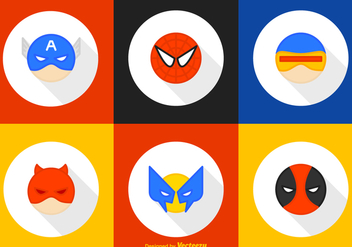 Round Superhero Character Vector Icons - Free vector #446339