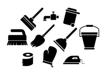 Free Cleaning Tools Silhouette Icon Vector - Kostenloses vector #446379