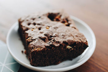 Close up of homemade chocolate brownie - image gratuit #452089 