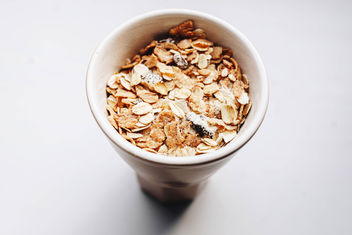 Top view of muesli in a cup. Close up - Free image #456209