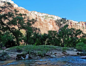 Water, Trees, Rock and Sky, Zion NP 4-14 - image #458469 gratis