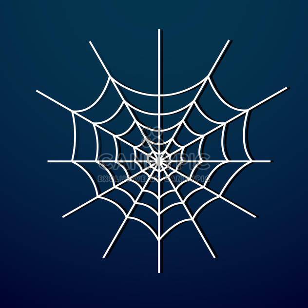 Vector illustration of white spider web on dark blue background - Free vector #125769