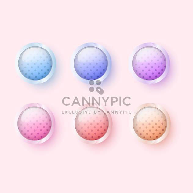 Vector illustration of six round colorful glossy buttons on pink background - Kostenloses vector #126149