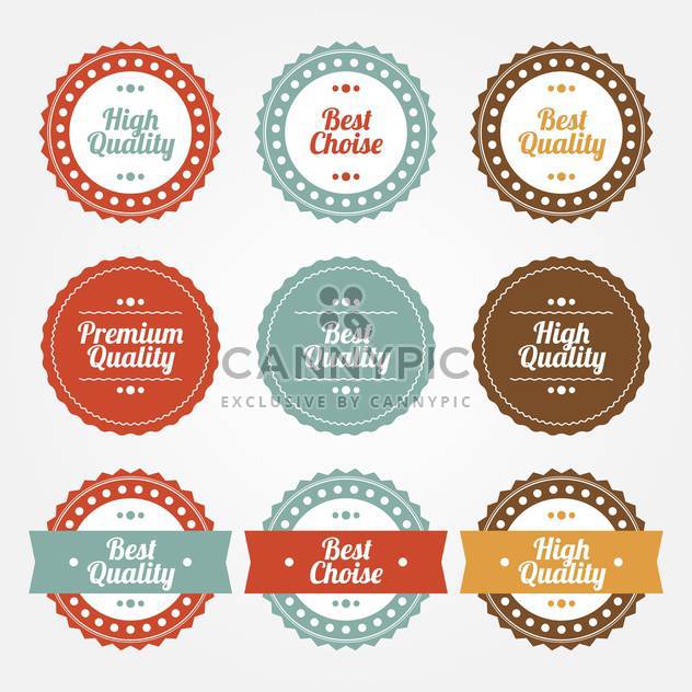 collection set of premium and high quality round labels on white background - vector gratuit #126179 
