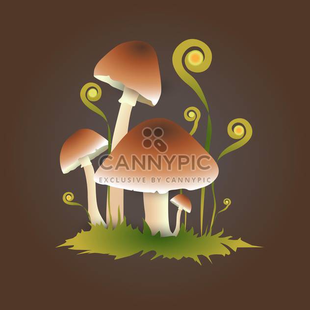 Vector illustration of autumn mushrooms on brown background - vector gratuit #126449 