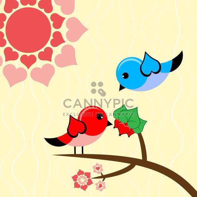 Vector illustration with birds in love for valentine card - бесплатный vector #126459