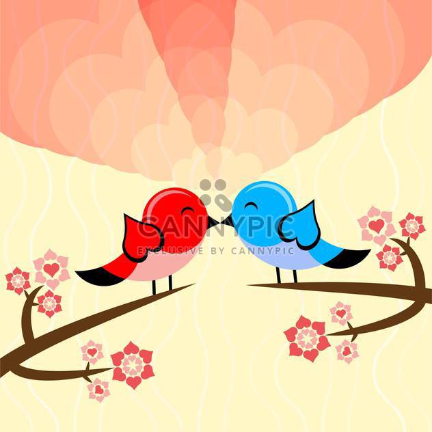 Vector illustration with birds in love for valentine card - бесплатный vector #126479