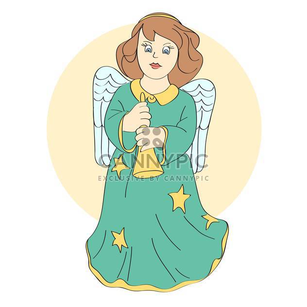 Vector illustration of cute angel with wings and bell in hands - бесплатный vector #126799