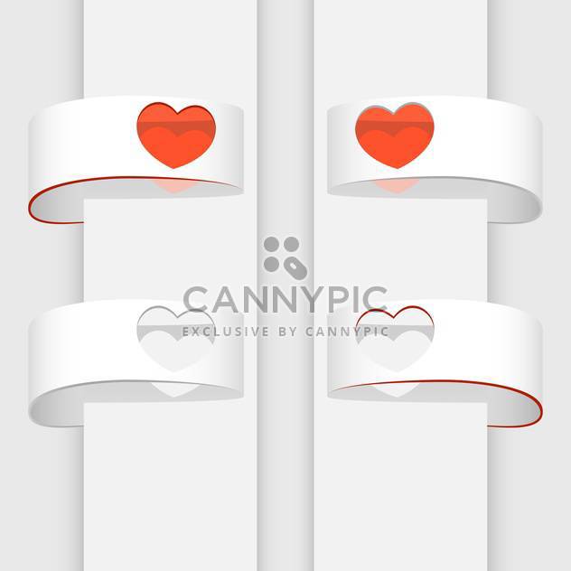 Vector illustration of white banners with red hearts - Free vector #126829