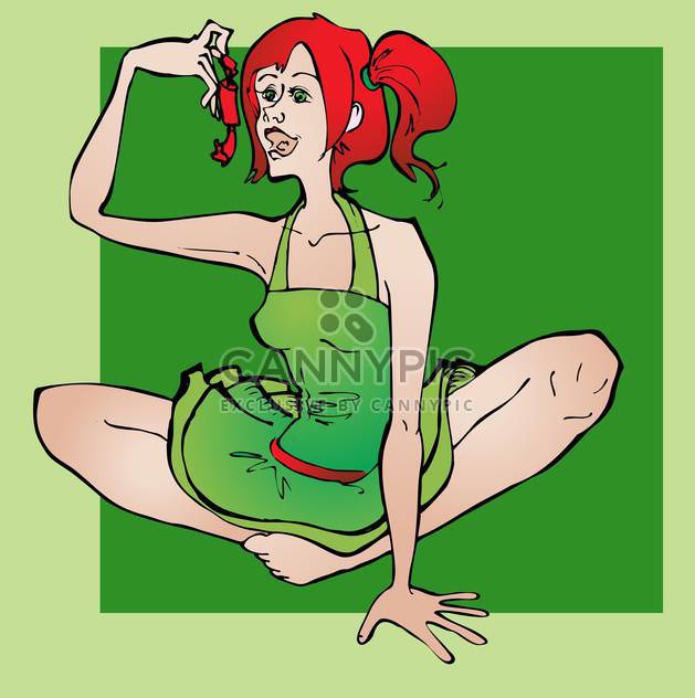 red hair girl with candy on green background - Kostenloses vector #126949