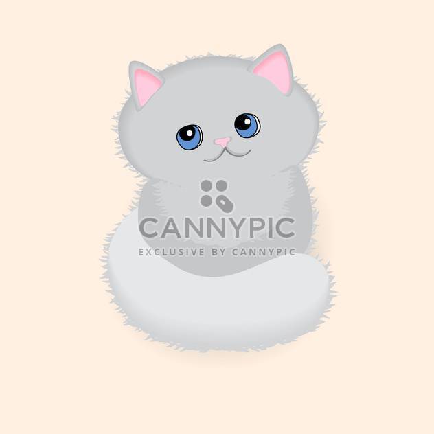 Pretty grey kitten with blue eyes on pink background - Free vector #127579
