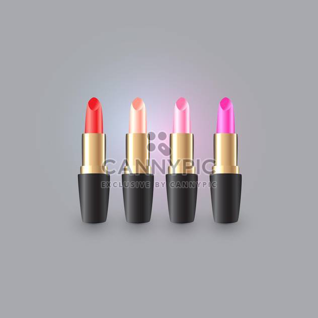 Vector illustration of fashion lipsticks on grey background - vector #127629 gratis